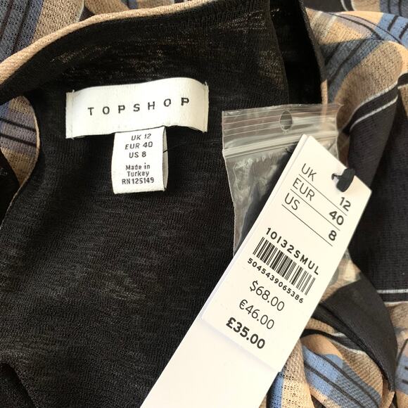 Topshop Check Print Long Sleeve Midi Dress in Multicolor - Picture 10 of 12